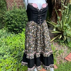 Vintage paper moon Cottagecore floral prairie dress midi